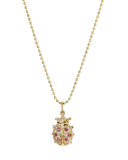 14k Gold Diamond & Ruby Ladybug Pendant Necklace