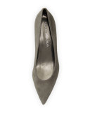 Poco Suede Kitten-Heel Pump, Fog