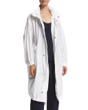 Long Cotton Twill Anorak, White