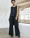 Deep V-Neck Long Vest, Ink 