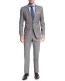 Huge Genius Tonal Plaid Two-Piece Slim Wool Suit, Light Gray