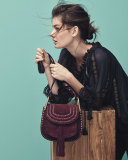 Hudson Small Suede Shoulder Bag, Dark Purple