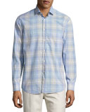 John Plaid Sport Shirt, Blue/Gray