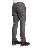 Cashmere-Blend Cargo Pants, Charcoal