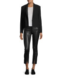 Skinny Zip-Cuff Leather Leggings, Black