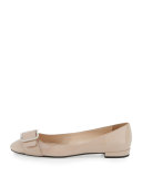 Patent Buckle Ballerina Flat, Cipria