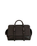 Monaco Men's Woven Leather Runway Bag, Brown