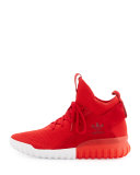 Men's Tubular X Primeknit Trainer, Scarlet/Collegiate Burgundy/Vintage White