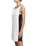 Sam Stripe-Trim Jersey Shift Dress, Bright White