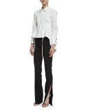 Side-Button Sailor Pants, Black