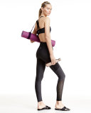 Mesh Behavior Strappy-Back Sports Bra, Heather Gray