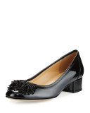 Flynn Ornament Patent Low-Heel Pump, Black