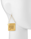 Gold-Dipped Square Medallion Earrings