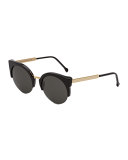 Lucia Francis Sunglasses, Black/Gold