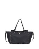 Rockstud Rolling Leather Tote Bag, Black