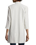Structured Silk Notched-Collar Long Jacket