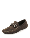 Parigi Suede Gancini Driver, Dark Brown