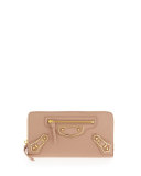 Metallic Edge Continental Wallet, Rose