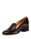 Scalloped Leather 40mm Loafer, Black