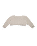Scalloped Seed-Stitched Cotton Bolero, Beige, Size 3M-3