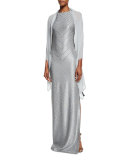 Asha Sequined Georgette Wrap, Pearl