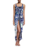 Legacy Floral Silk Pareo, Blue