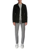 Raw-Edge Crewneck Sweater, Gray