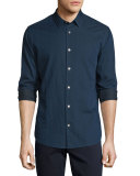 Twill Long-Sleeve Sport Shirt, Indigo