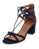 Beverly Hills Suede Lace-Up Sandal, Blue