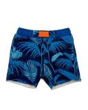 Cotton-Blend Palm Tree Shorts, Blue, Size 12-18 Months