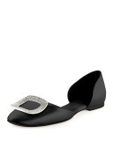 Satin Ballerine Chips d'Orsay Flat, Black