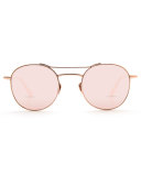 Orleans Mirrored Metal Universal-Fit Sunglasses, Rose Gold