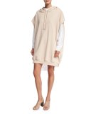 Oversized Long-Sleeve Crewneck Shirtdress, White