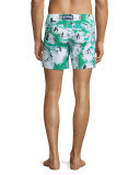 Merise Happy Penguins Printed Swim Trunks, White Pattern