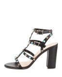 Rockstud Rolling 90mm City Sandal, Nero
