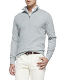 Cotton 1/2-Zip Pullover, Light Gray