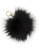 Large Fur Pompom Keychain, Black