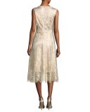 Sariyah Sleeveless Floral Lace Cocktail Dress, Gold