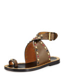 Jools Studded Ankle-Wrap Sandal, Bronze