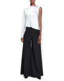 One-Shoulder Draped Blouse, Ivory