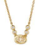 Bezel-Set Oval Diamond Pendant Necklace in 18K Yellow Gold, 0.30 tdcw