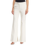 Anson Stretch Flare-Leg Pants, Ivory