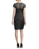 Cocktail Dress with Beaded Illusion Neckline