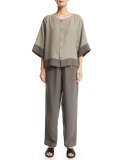 Nobu Drawstring Linen Trousers, Elephant