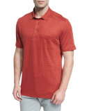 Linen Short-Sleeve Polo Shirt, Red