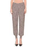 Mid-Rise Boucle Jogger Pants, Camel/Gray