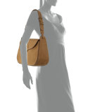 Tassel Large Leather Shoulder Bag, River Rock