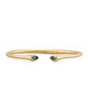 18K Yellow Gold Cuff Bracelet with Green Tourmaline