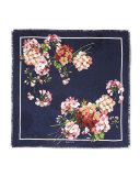Gerabloom Jacquard Square Silk Scarf, Blue/Pink