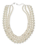 Four-Strand Manmade Pearl & Crystal Necklace